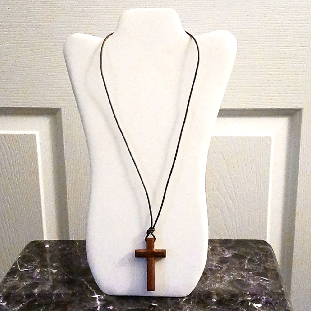 Unisex Wooden Cross Necklace